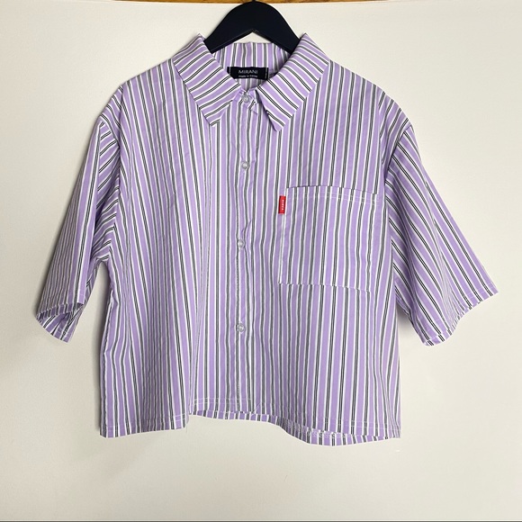 Oversized Cropped Button Up Shirt - Picture 1 of 2